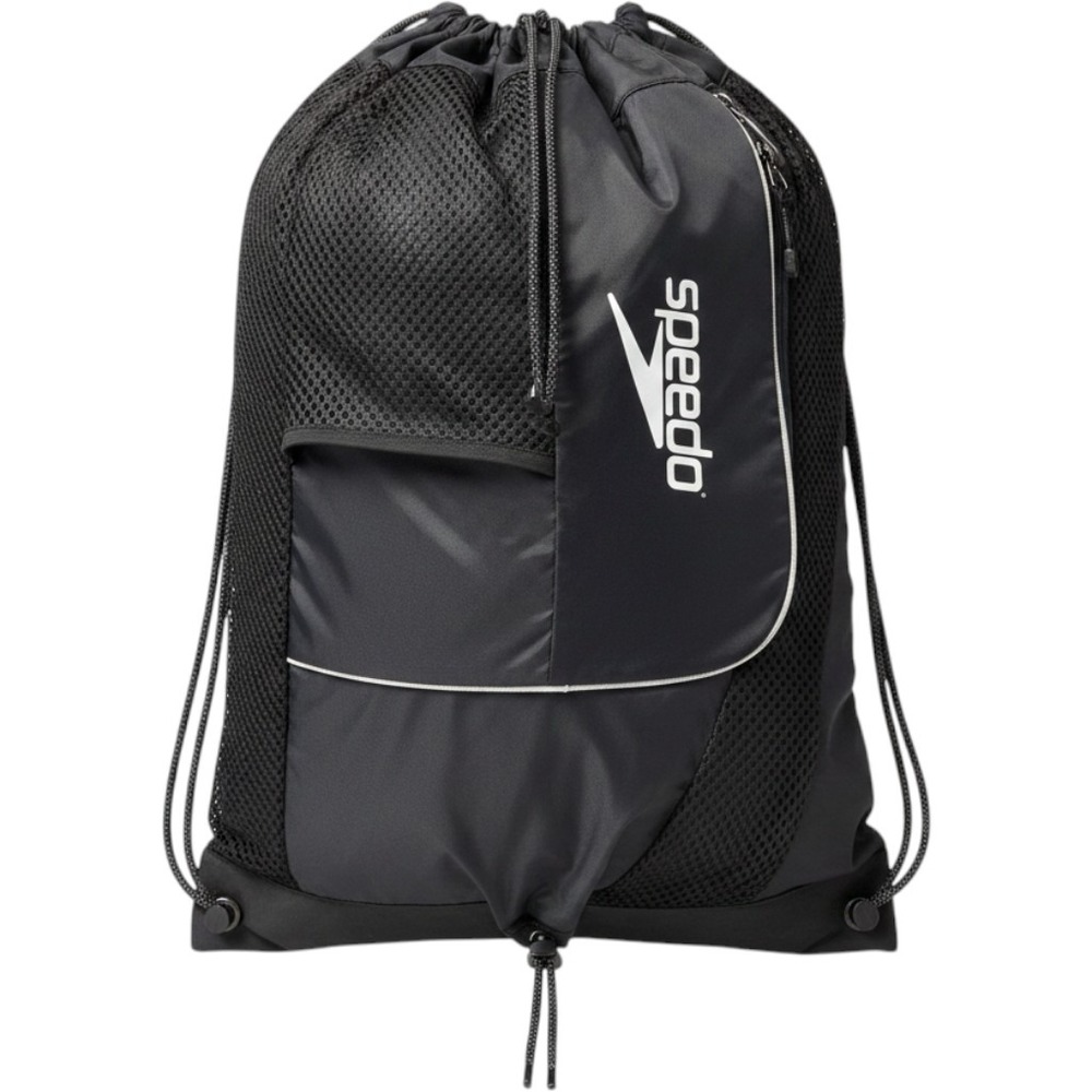 Speedo Mesh Equipment Swim Bag Drawstring Backpack Black Grey 0913-A0323
